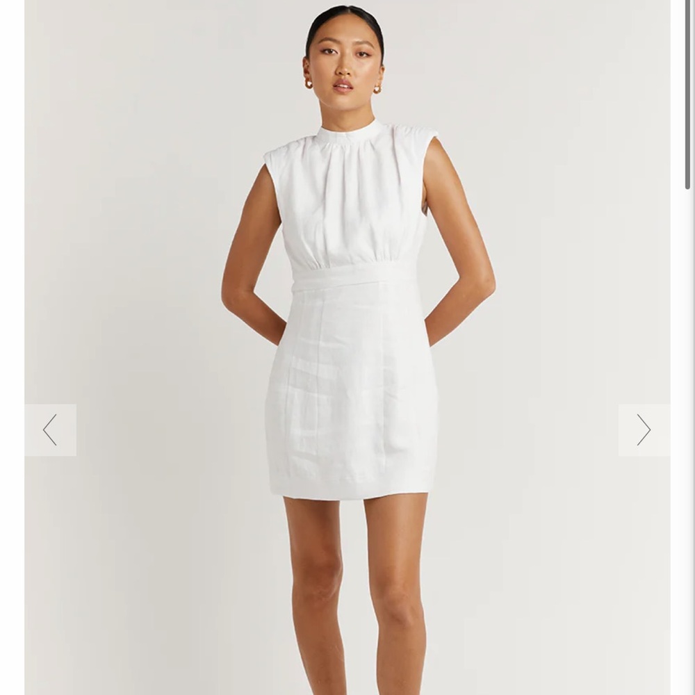 Dissh ROGAN WHITE LINEN MINI DRESS - Picture 2 of 3